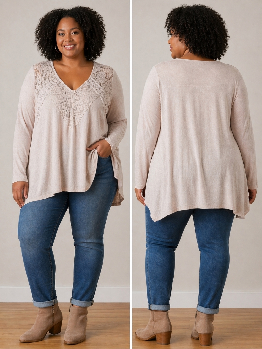 Louise Paris Lace Detail Long Sleeve Top
